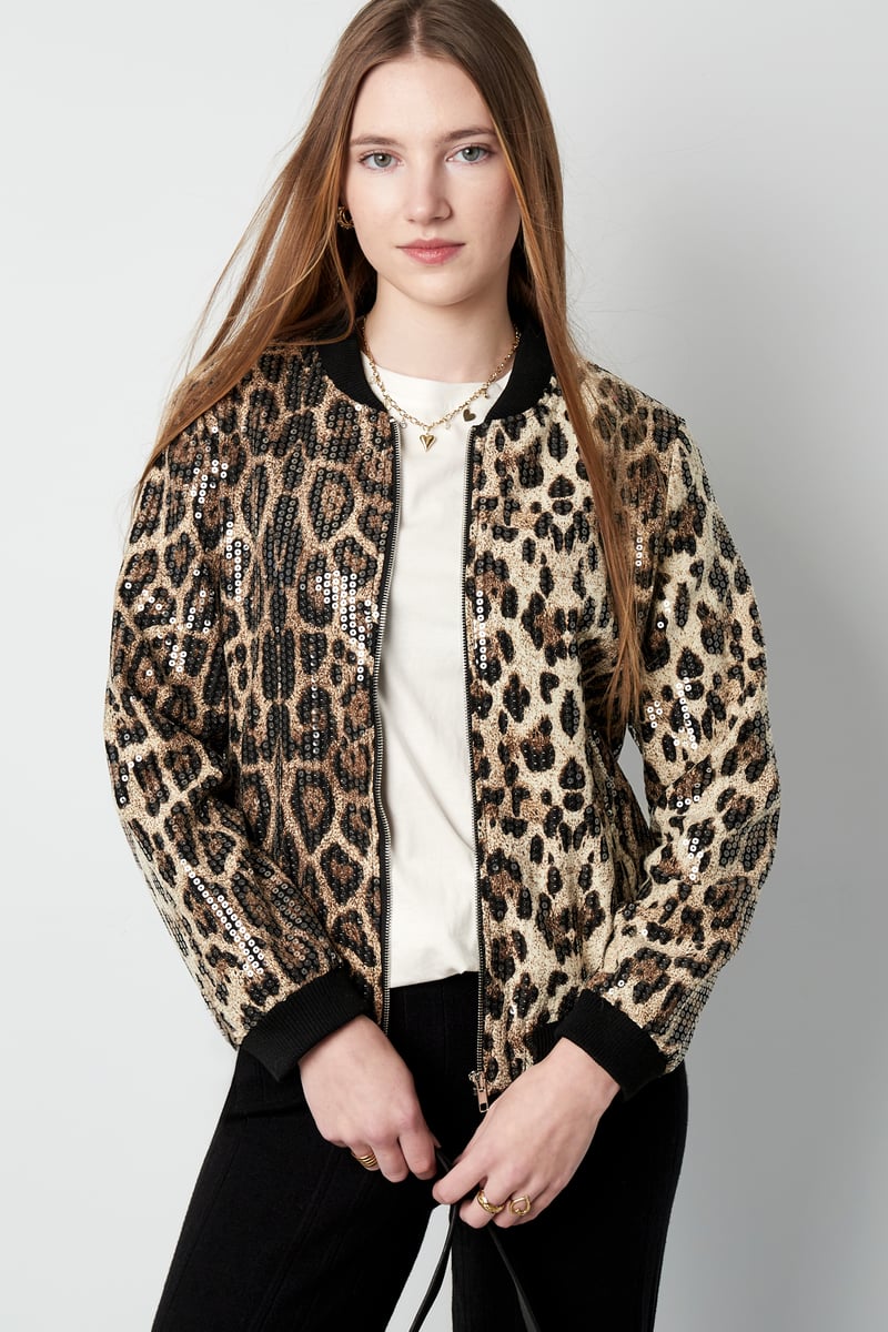 Glitzer-Jacke mit Leopardenmuster